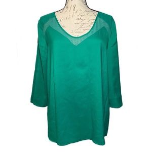 Express Women’s Green 3/4 Sleeve Sheer Blouse Size Large